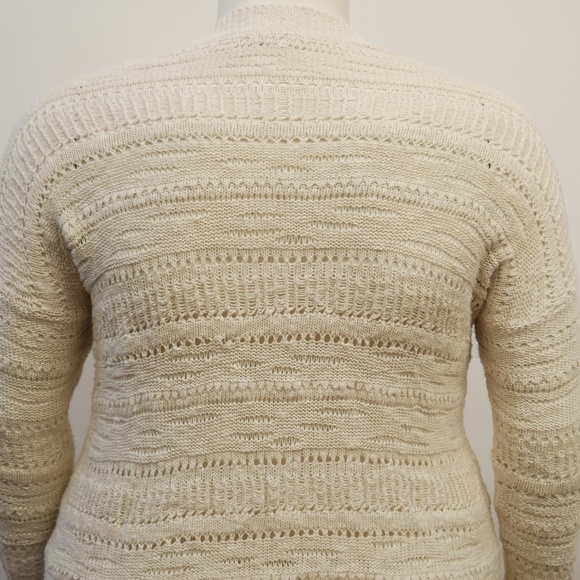 Plus Size 0X XL Cotton Long Sleeve Cardigan Open Knit w Striped Pattern NWO - Picture 4 of 5